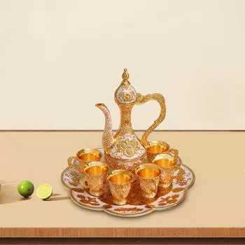 Классическая коллекция кофейников и чашек для чая с подносом на 6 чашек для кухни и столовой золотой