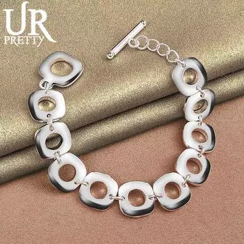 Классическая квадратная цепочка из стерлингового серебра 925 пробы, модные свадебные украшения 20CM