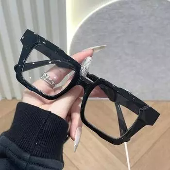 Классическая квадратная оправа, элегантные, яркие, модные очки для повседневной офисной школьной жизни, чтения книг, возвращения в школу, фотосъемки, аксессуары one size чёрный