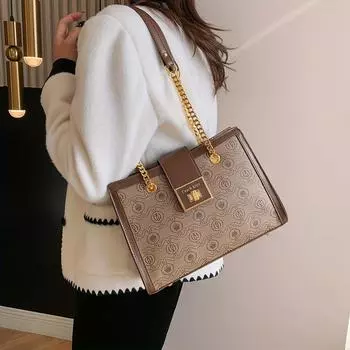 Классическая квадратная сумка на цепочке в стиле ретро, женская сумка с поворотным замком, модная пригородная сумка хаки