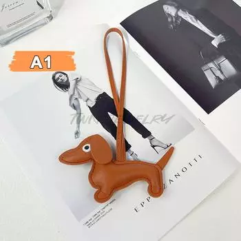 Классическая милая сумка для щенка, кулон, брелок для ключей из искусственной кожи, такса, брелок для ключей, аксессуары розы красного