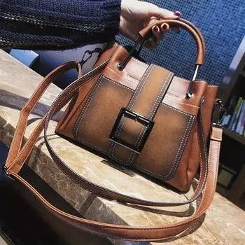 Классическая мини-сумка через плечо в стиле ретро, модная женская сумка через плечо с декором из пряжки коричневый