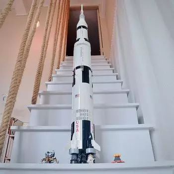 Классическая модель ракеты-носителя Apollo Saturn V и стартовой площадки Fit 21309 92176 строительные блоки детские развивающие игрушки подарки