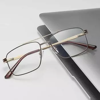 Классическая мужская квадратная оправа для очков с двойным лучом 2024 года в металлической оправе