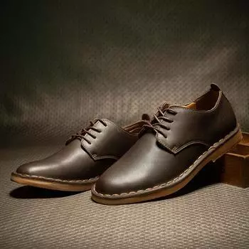 Классическая мужская обувь Брендовая мужская обувь из натуральной кожи Туфли на шнуровке Мужская офисная деловая обувь Обувь для отдыха на работу Мужская обувь 6.5 чёрный