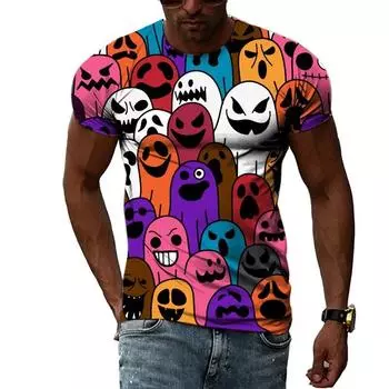 Классическая мужская праздничная футболка с 3D принтом Happy Halloween, повседневная мужская одежда с короткими рукавами и тыквой, футболки для вечеринок