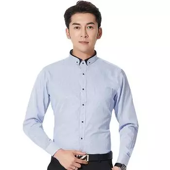 Классическая мужская рубашка с воротником-стойкой и длинными рукавами, полосатая мужская классическая рубашка, стандартная посадка, без железа M