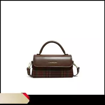 Классическая однотонная сумка на плечо высокого класса для женщин, нишевая сумка через плечо, модная маленькая квадратная сумка коричневый