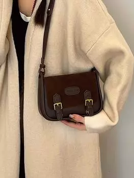 Классическая однотонная сумка на плечо высокого класса для женщин, нишевая сумка через плечо, модная маленькая квадратная сумка чёрный