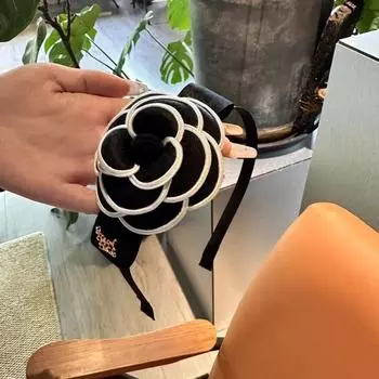 Классическая повязка для волос с цветком камелии, модная повязка на голову из ткани с большим цветком, элегантная заколка для волос, корейские аксессуары для волос для девочек и женщин