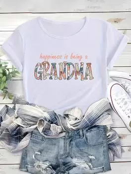 Классическая повседневная женская белая хлопковая футболка с нежным принтом S