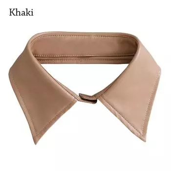 Классическая ПУ кожа Одежда Аксессуары Накидки на шею и плечи Блузка Ложный воротник Рубашка Накладной воротник хаки