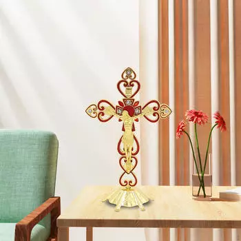 Классическая религиозная подставка для креста для домашнего декора и демонстрации красный
