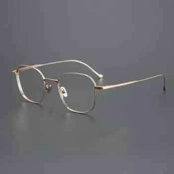 Классическая ретро-полигональная титановая оправа для очков с золотыми проволочными акцентами, подходит для линз по рецепту белый