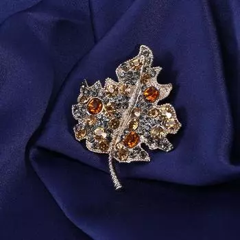 Классическая роскошная брошь в виде листа со стразами, женская коллекция растений, ювелирная булавка, брошь для свадебной вечеринки чёрный
