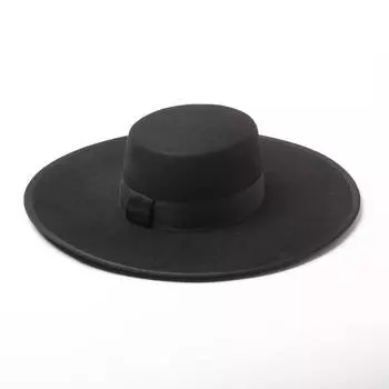 Классическая шерстяная черная плоская модная модель с полями Cm Fedoras Hat Cap Мужская женская повседневная шляпа Panamjazz head size 57cm