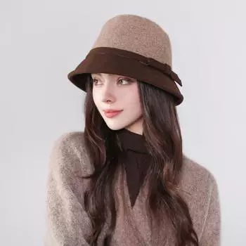 Классическая шерстяная шляпа-ведро, винтажная однотонная шляпа-тазик, толстая утепленная фетровая шляпа-федора для женщин, осень и зима One Size