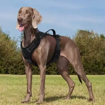 Классическая шлейка для собак, шлейка без натяжения, светоотражающий жилет из полиуретана без удушения для домашних животных, регулируемый жилет с мягкой подкладкой и ручкой для маленьких и больших собак S