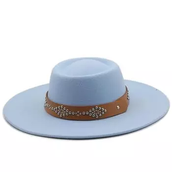 Классическая шляпа-дерби с большими широкими полями и плоским верхом, фетровая шляпа из твердой шерсти, шляпа-федора для вечеринок, кепка для азартных игроков, джазовая кепка 56-58CM