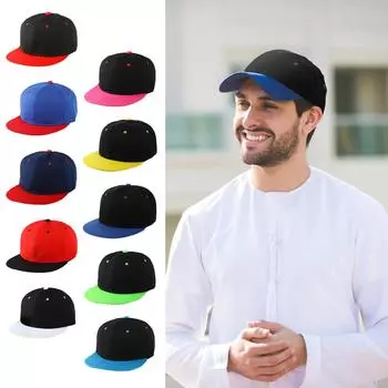 Классическая шляпа Snapback, кепка в стиле хип-хоп, плоская козырек, пустой сплошной цвет, регулируемый размер One Size