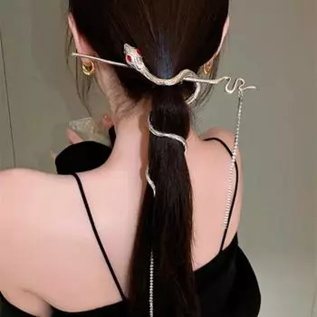 Классическая шпилька в виде змеи в китайском стиле, простая цепочка с кисточкой для волос, вечерние инструменты для укладки волос «сделай сам» серебряный