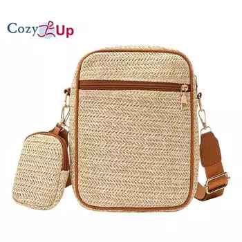 Классическая сумка через плечо Cozy Up из ткани травы с контрастным узором для матери и ребенка 18cm * 7cm * 24cm коричневый