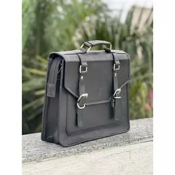 Классическая сумка-мессенджер из кожи буйвола, мужская сумка для ноутбука, женская сумка через плечо, рабочий портфель, боди через плечо, подарки для мужчин 13 x 18 x 5 in чёрный