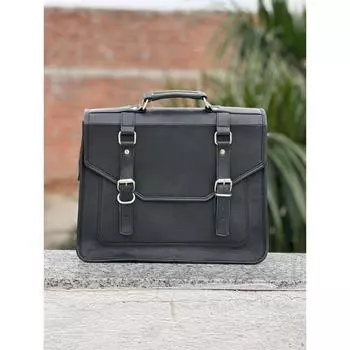 Классическая сумка-мессенджер из кожи буйвола, мужская сумка для ноутбука, женская сумка через плечо, рабочий портфель, боди через плечо, подарки для мужчин 13 x 18 x 5 in чёрный