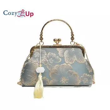 Классическая сумка Qipao Cosy Up с богатыми и благородными цветущими цветами, элегантная женская маленькая сумка с большим цветком 22x14x6cm синий