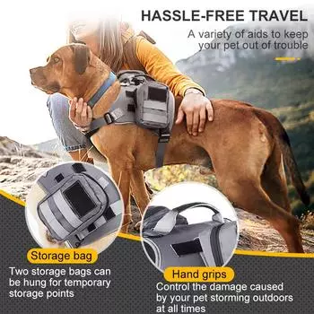 Классическая тактическая шлейка для собак средних и крупных пород, регулируемый жилет для дрессировки, охоты, прогулок, шлейка для собак с ручкой и 2 сумками S