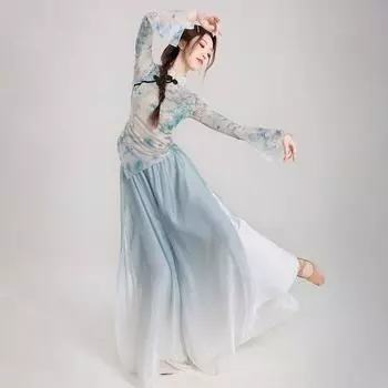 Классическая танцевальная марлевая тренировочная одежда, костюм для выступлений в этническом стиле, танцевальный костюм для женщин L разноцветный