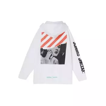 Классическая толстовка с капюшоном Off-White с принтом Мэрилин Монро, мужские топы белого цвета OMBB009G20JER0020188 XS