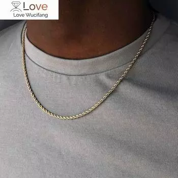 Классическая веревочная цепочка мужское ожерелье ширина 2/3/4/5 мм нержавеющая сталь кубинская цепочка ожерелье для мужчин и женщин ювелирные изделия 24inch(60cm)