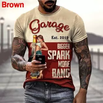 Классическая винтажная летняя мужская футболка с принтом девушки-мотоциклиста в стиле хип-хоп с коротким рукавом, модная повседневная свободная футболка большого размера XXXL