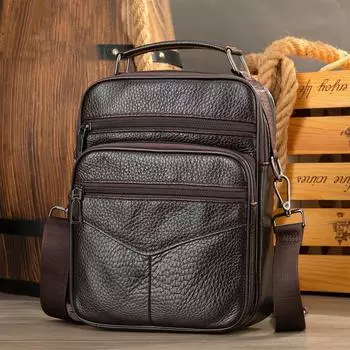 Классическая винтажная мужская деловая сумка через плечо из натуральной кожи, мужская сумка через плечо, высококачественная дизайнерская сумка с верхней ручкой для мужчин, дорожная сумка чёрный