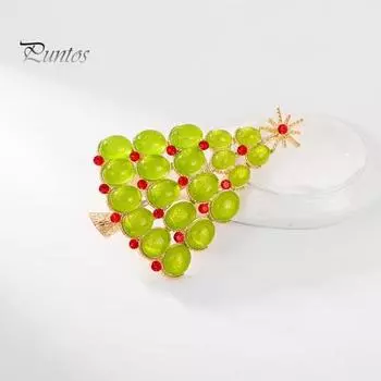 Классическая зеленая, красная брошь в виде рождественской елки, булавка, блестящие стразы, инкрустированная булавка для лацкана, сумка, шаль, шарф, шляпа, платье, значок, аксессуары для одежды жёлтый