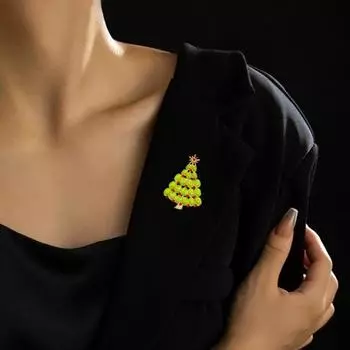 Классическая зеленая, красная брошь в виде рождественской елки, булавка, блестящие стразы, инкрустированная булавка для лацкана, сумка, шаль, шарф, шляпа, платье, значок, аксессуары для одежды жёлтый