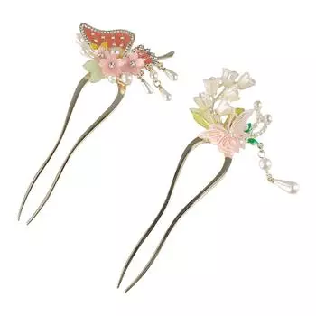 Классическая жемчужная кисточка для волос Элегантная китайская заколка для волос Бабочка Цветы Шпилька для волос для женщин Style 6