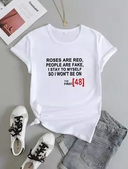 Классическая женская белая хлопковая футболка с круглым вырезом S