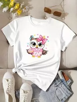 Классическая женская белая хлопковая футболка с круглым вырезом S