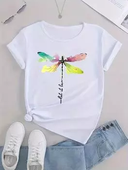 Классическая женская белая хлопковая футболка с круглым вырезом S