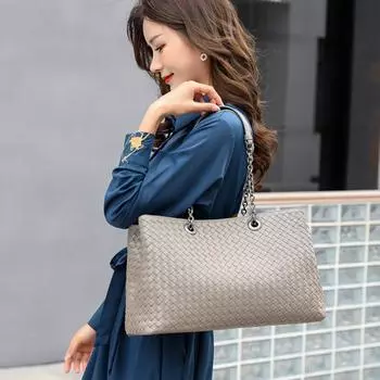 Классическая женская сумка из натуральной кожи, сумка-цепочка, овчина, вязаная сумка через плечо, размер издания 32x13x21cm алиса синий