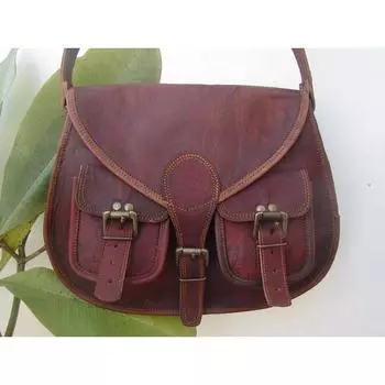 Классическая женская сумка-тоут через плечо из натуральной коричневой козьей кожи ручной работы 10 x 13 x 3 in коричневый