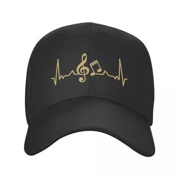 Классическая золотая бейсболка с музыкальной линией Heartbeat Line для женщин унисекс, регулируемая на заказ музыкальная нота для взрослых, летняя шляпа для папы Baseball Cap