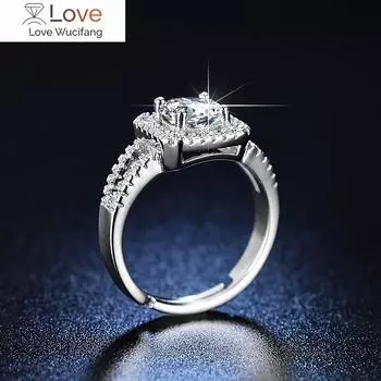 Классические 925 пробы стерлингового серебра роскошные квадратные кольца с кристаллами для женщин регулируемый размер модные вечерние свадебные украшения праздничный подарок