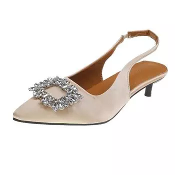 Классические элегантные босоножки с открытой пяткой, женские, со стразами, пряжкой сзади, ремешком, балетки, дизайн, туфли на высоком каблуке, брендовые мюли, офисные женские 35