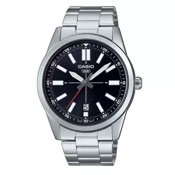 Классические аналоговые мужские часы Casio с черным циферблатом MTP-VD02D-1E MTPVD02D-1 чёрный
