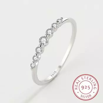 Классические Аутентичные Кольца Стерлингового Серебра 925 для Женщин Элегантные Кольца С Блестящим Цирконом Свадебная Вечеринка Ювелирные Изделия Подарки На День Рождения Обручальные Кольца 6 серебряный