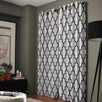 Классические белые и черные геометрические клетчатые современные призматические оконные шторы, шторы для гостиной, декоративные предметы для гостиной 135W x 60H(cm)