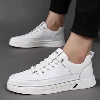 Классические белые туфли для мужчин, модные повседневные туфли из коровьей кожи для мужчин, удобная обувь для спорта и отдыха на толстой подошве 38 чёрный